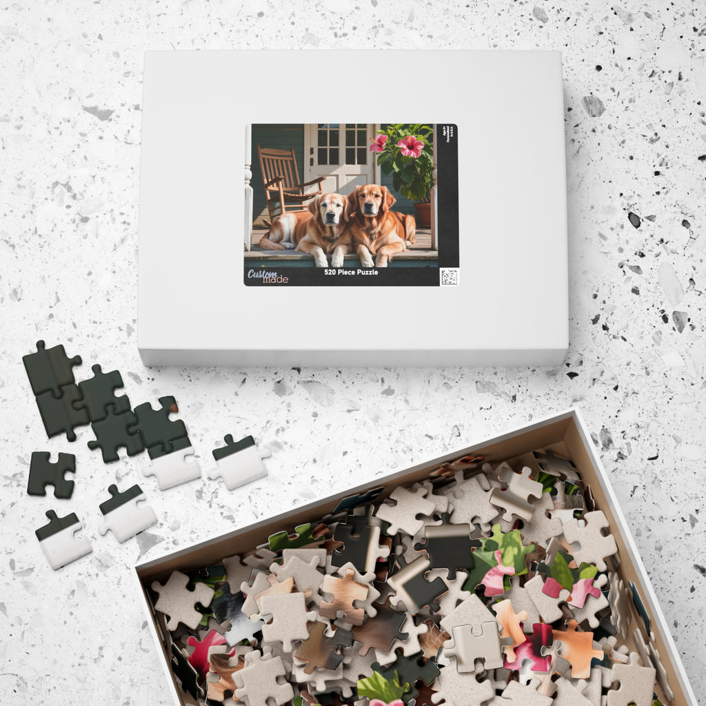 Porch Dogs Puzzle, Family Game Night Activity, Pet Lover Gift, Home Decor, Relaxing Hobby, 110-1014 Piece Options