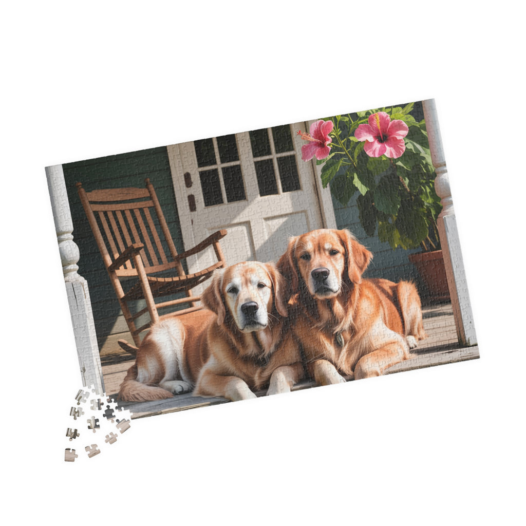 Porch Dogs Puzzle, Family Game Night Activity, Pet Lover Gift, Home Decor, Relaxing Hobby, 110-1014 Piece Options