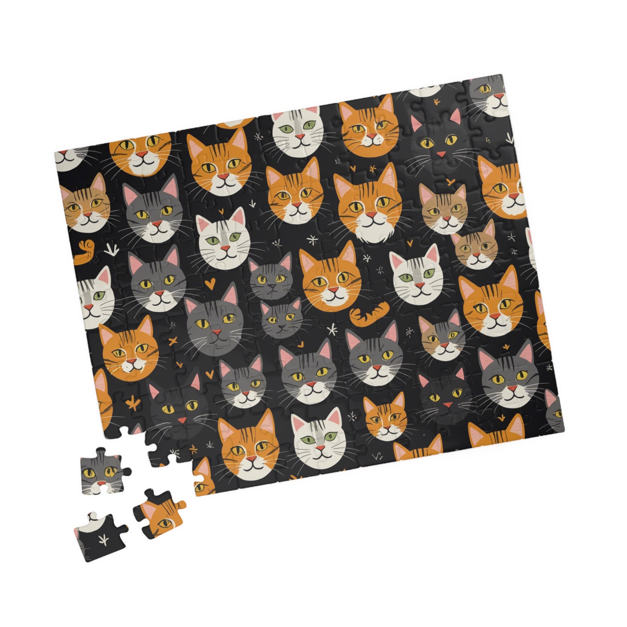 Cat Faces Jigsaw Puzzle — Cute Repeating Kitty Pattern