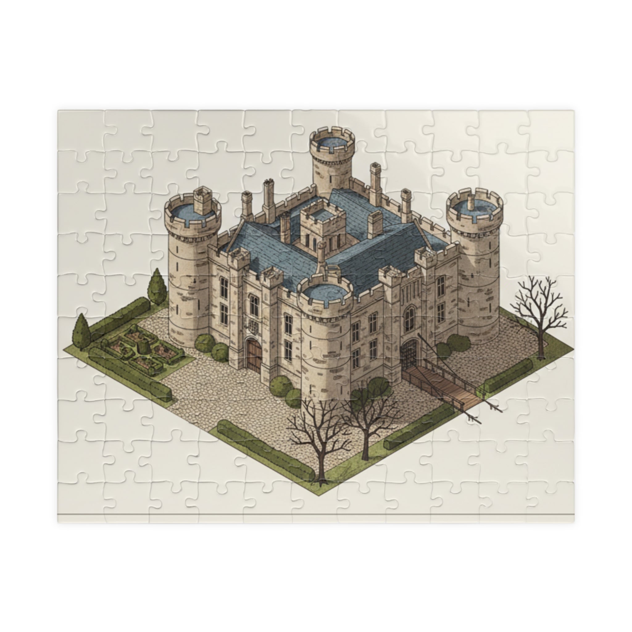 Medieval Castle Jigsaw Puzzle — 252/520/1014-Piece Vintage Isometric Castle Puzzle