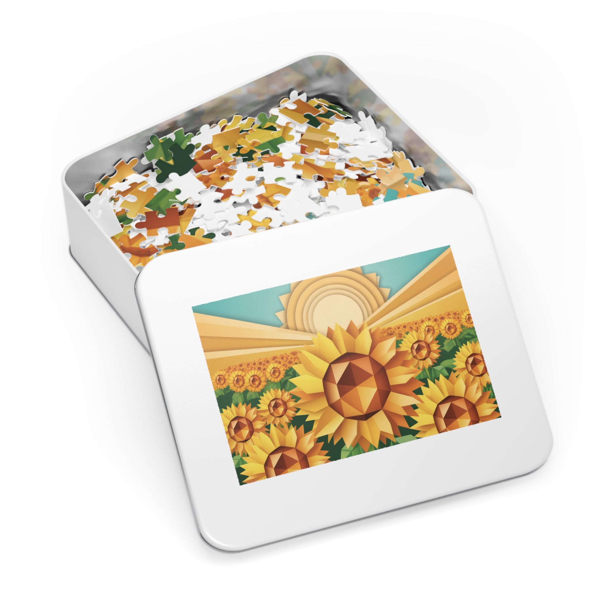Geometric Sunflower Field Jigsaw Puzzle —