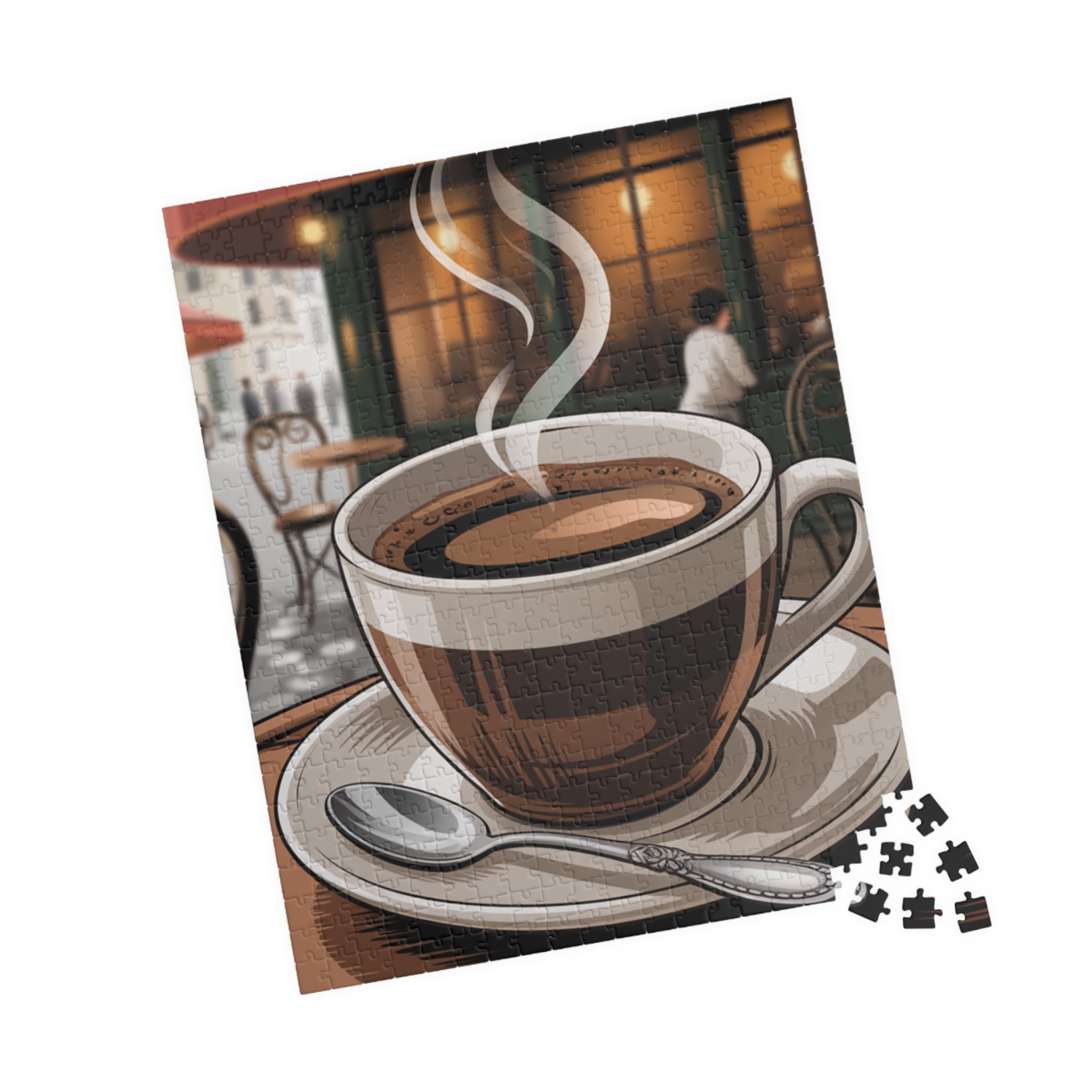 Coffee Shop Puzzle – 110, 252, 520, 1014-piece, Cozy Home Décor, Relaxing Gift for Coffee Lovers, Family Activity, Unique Café Art