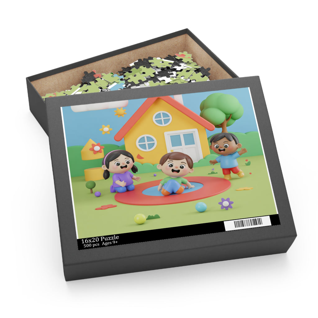 Kids' Fun Puzzle, Colorful Family Scene, Children’s Puzzle, Playtime Gift, Kids' Educational Toy