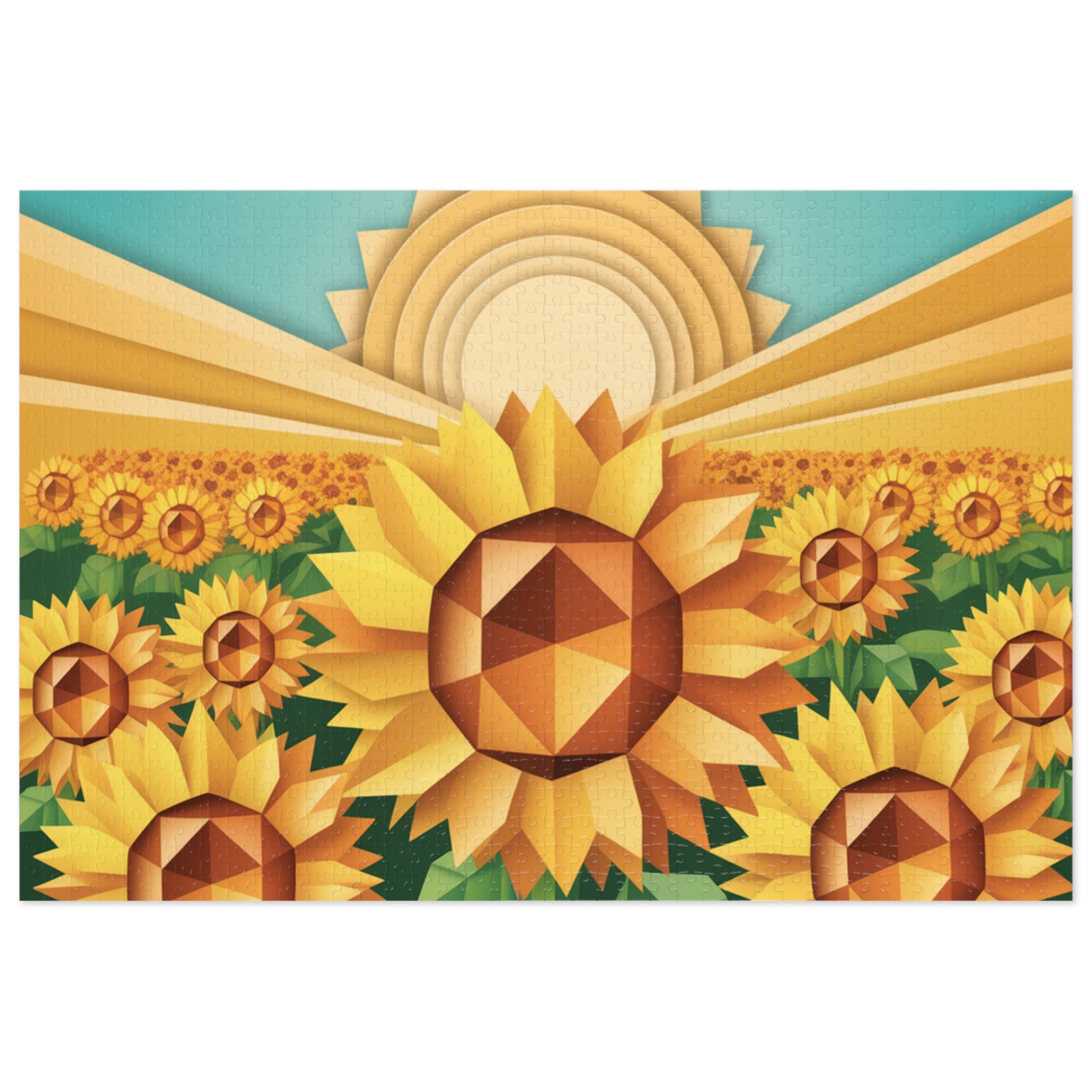 Geometric Sunflower Field Jigsaw Puzzle —