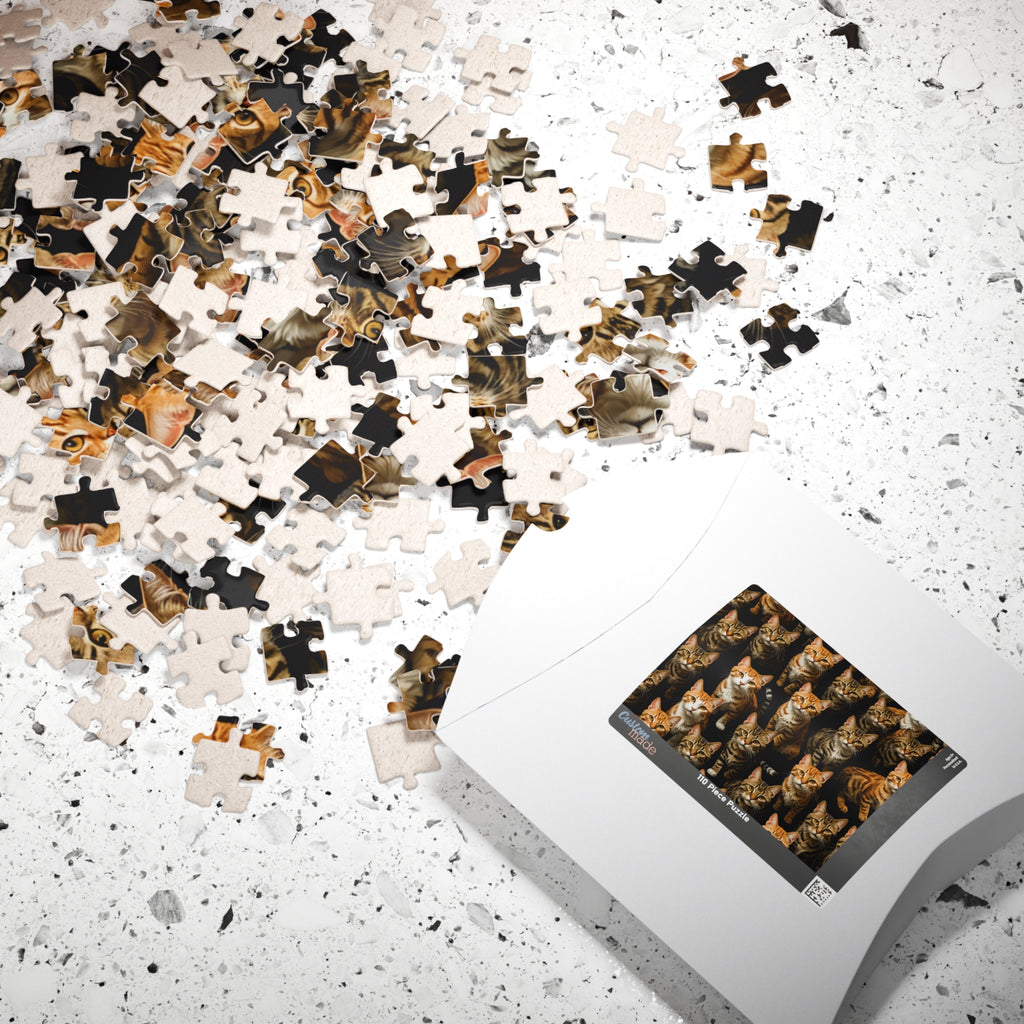 Cat Mosaic Jigsaw Puzzle — Orange Tabby Pattern