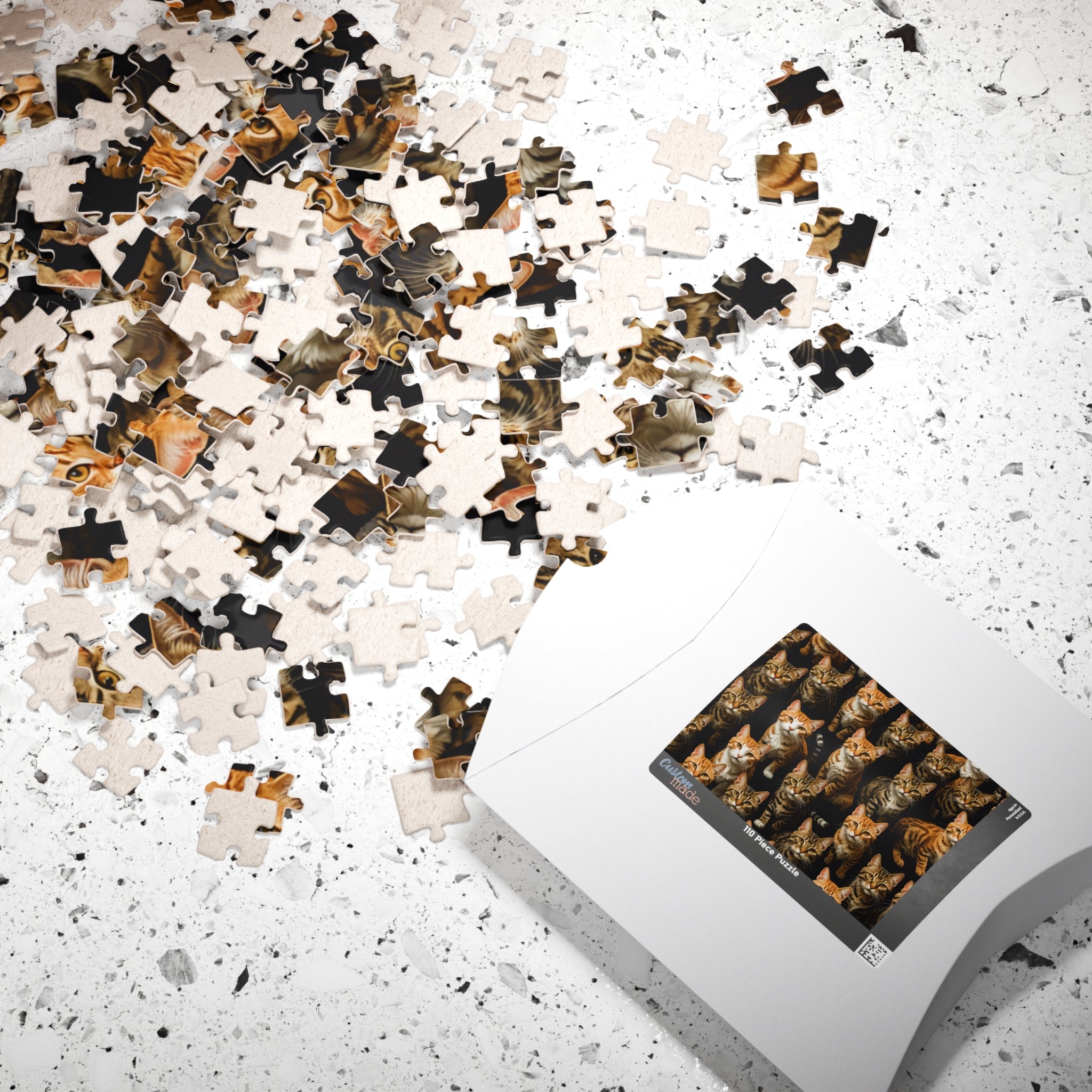 Cat Mosaic Jigsaw Puzzle — Orange Tabby Pattern