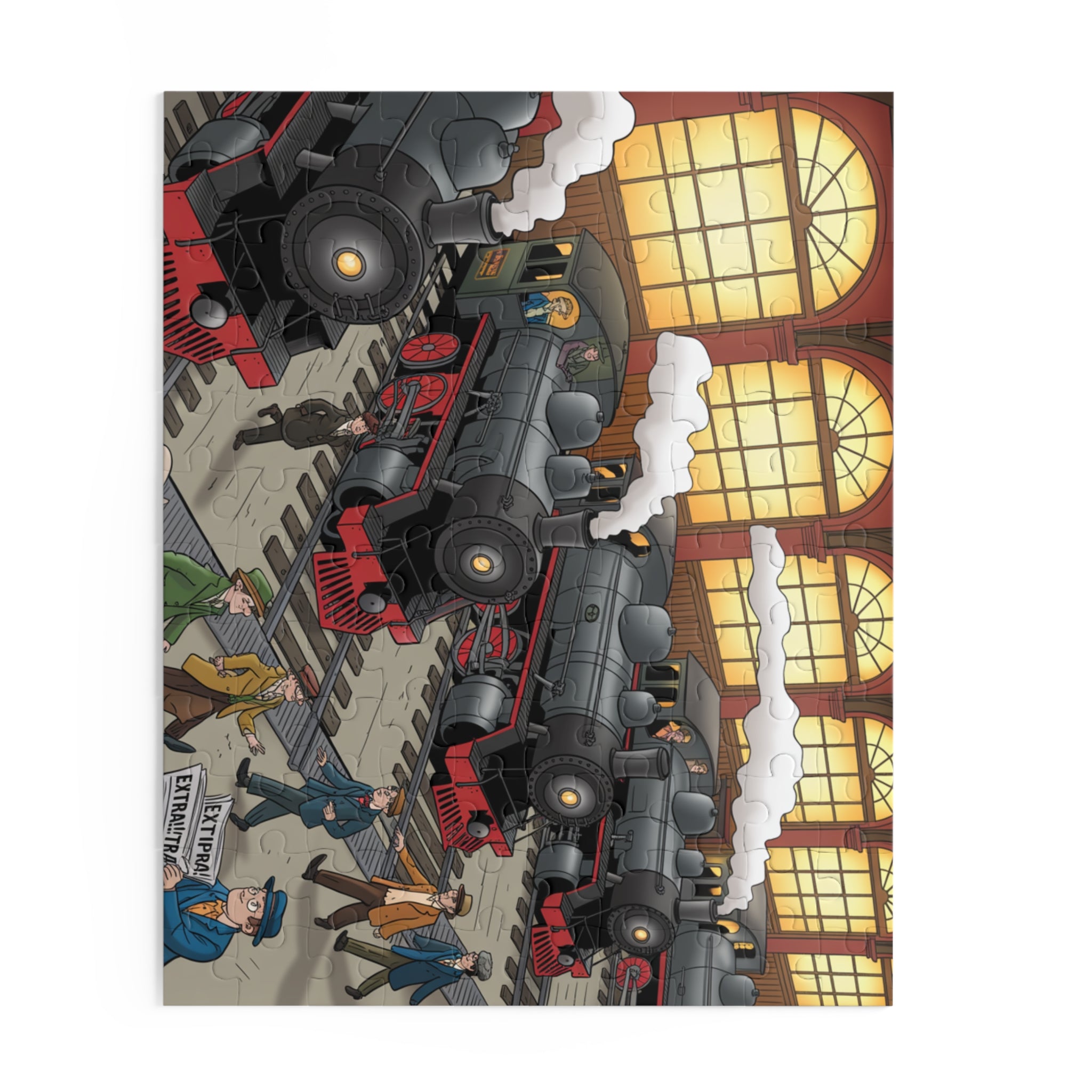 Vintage Steam Train Puzzle - 120, 252, 500 Pieces, Perfect Gift for Train Lovers, Family Game Night, Educational Fun, Unique Home Decor